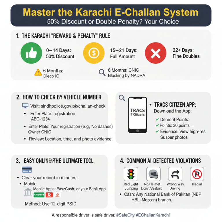 Karachi E Challan check by Plate number